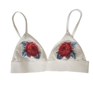 Victoria's Secret PINK Embroidered Applique Roses Bralette Top Small